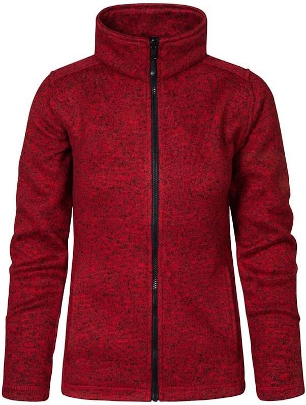 Strick-Fleece Jacke C+ Damen, Rot-Melange, XL