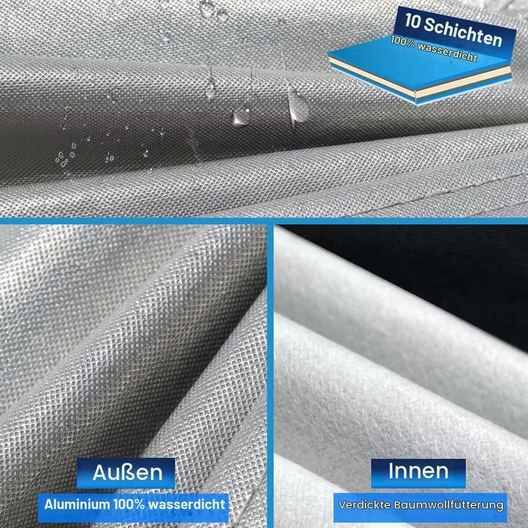 10 Schichten Autoabdeckung 100% Wasserdicht, Auto Abdeckplane für Vollgarage Regen Sonne Staub UV。Fi
