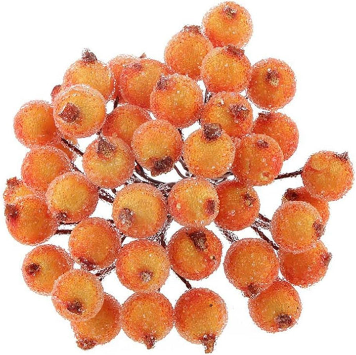 Garneck Kleiner Weihnachtsbeeren Stechpalmen Künstliche Blumendekoration 200 Stück Orange Mattiertes