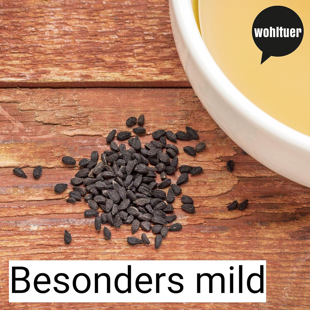 Wohltuer Bio Schwarzkümmelöl 500 ml - Schonend kaltgepresst & in Rohkostqualität - Besonders mild -