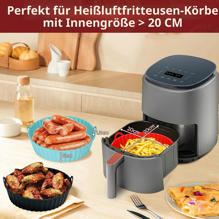 Alyvisun Silikonform für Heissluftfritteuse, 3 Stück Air Fryer Silikonmatte Wiederverwendbar Silikon