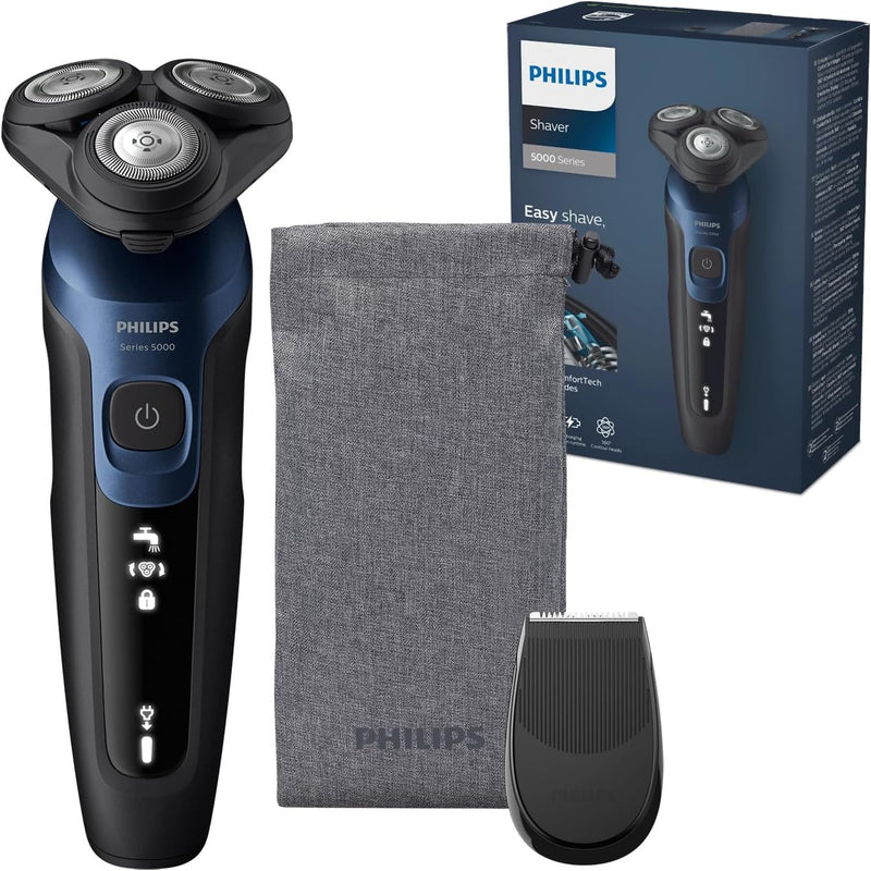 Philips Shaver Series 5000 – Elektrischer Nass- & Trockenrasierer für Herren in Metallic-Blau mit Pr