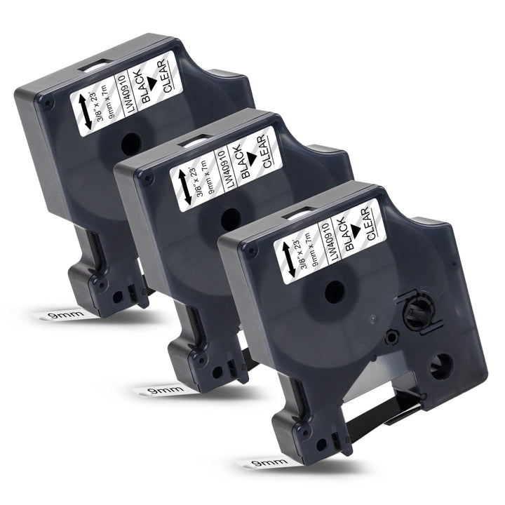 Labelwell 3x Ersatz für Dynmo D1 Schriftband 40910 S0720670 Schwarz auf Transparent Kompatibel für D