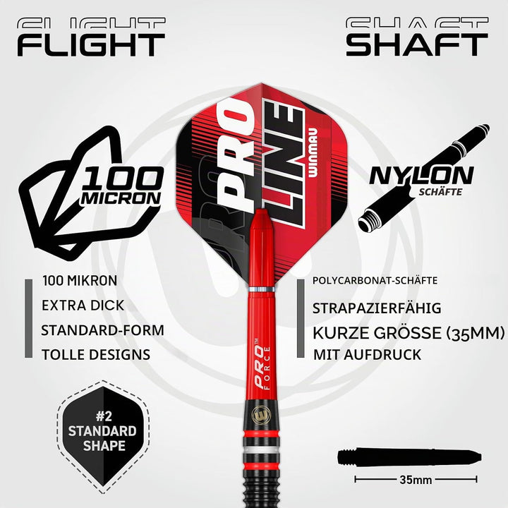 WINMAU Pro-Line Profi Wolfram Steeltip Dartpfeile Set mit Flights und Schäfte 23g Steeltip, 23g Stee