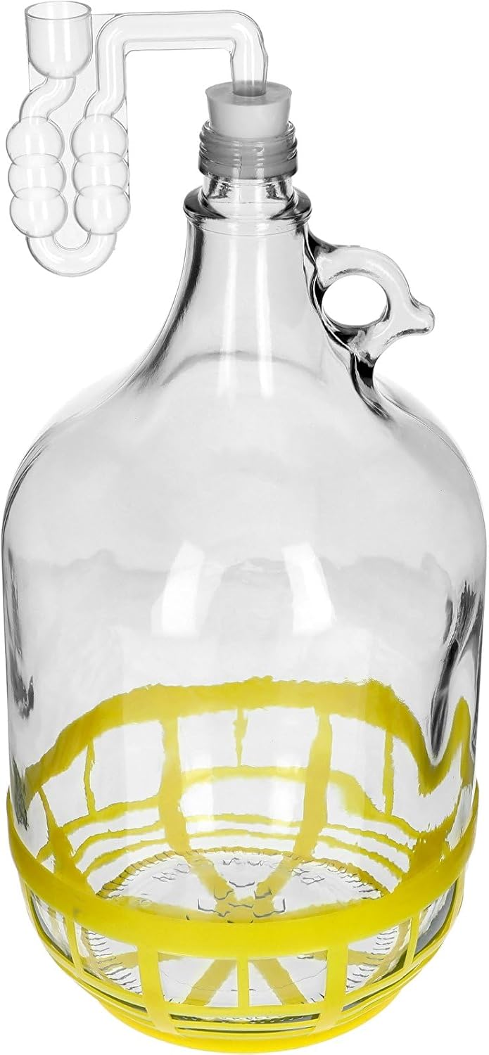 lilawelt24 5L Flasche +Gummistopfen + Gärröhrchen Gärballon Set Weinballon Gärbehälter/brauen Wein M