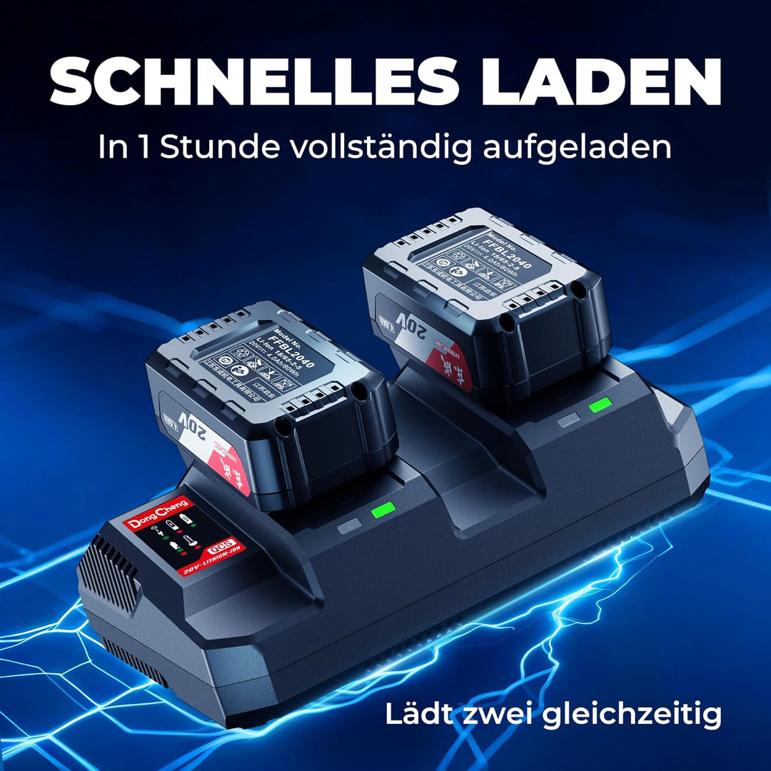 Dongcheng 18V (40V MAX) Lithium-Ionen-Akku-Doppel-Ladegerät, 1 Stunde Schnellladung, Modellnummer FF