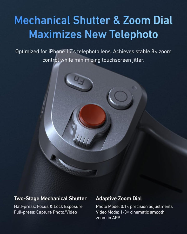 【Nur für iPhone 17 Pro MAX】 TELESIN Master Grip Kit, Magnetic Kameragriff mit C03 Selfie-Licht+UV Fi