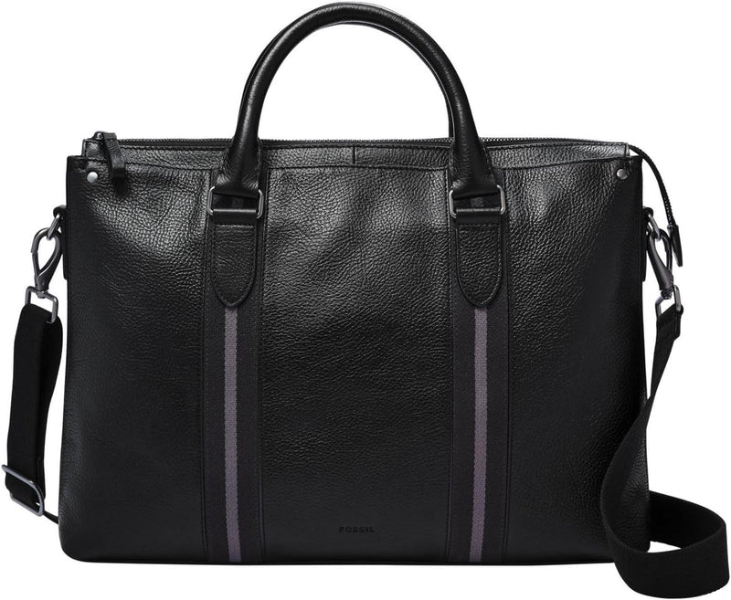 Fossil Herren Arbeitstasche Houston Leder 41,28 cm L x 9,53 cm B x 29,21 cm H Schwarz, Schwarz