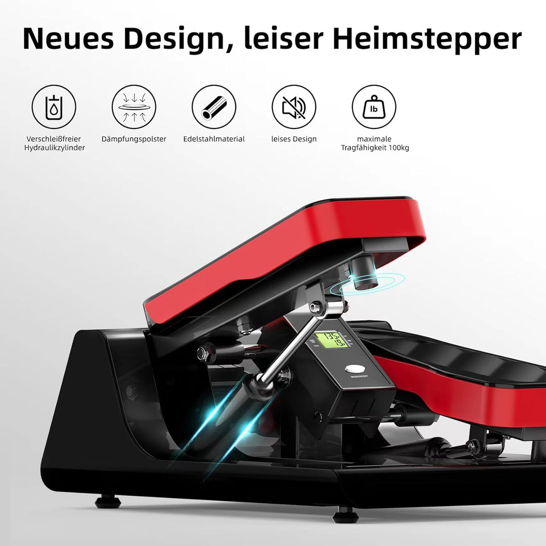ST3 Mini Stepper mit Power Ropes & Display – Heimtrainer für Zuhause, leise Hydraulik-Zylinder, Fitn