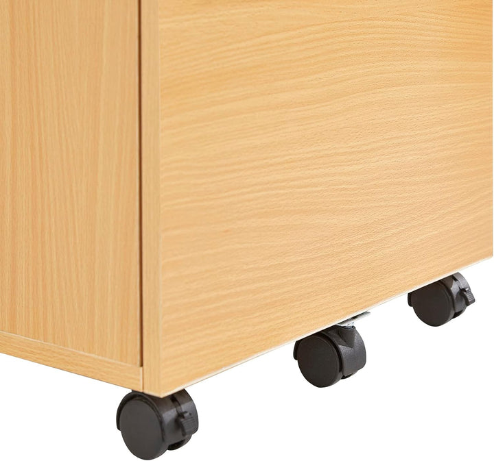 MMT Furniture Designs Ltd MT Products Mobilschrank mit 3 Schubladen, abschliessbar, Buche, für Schre