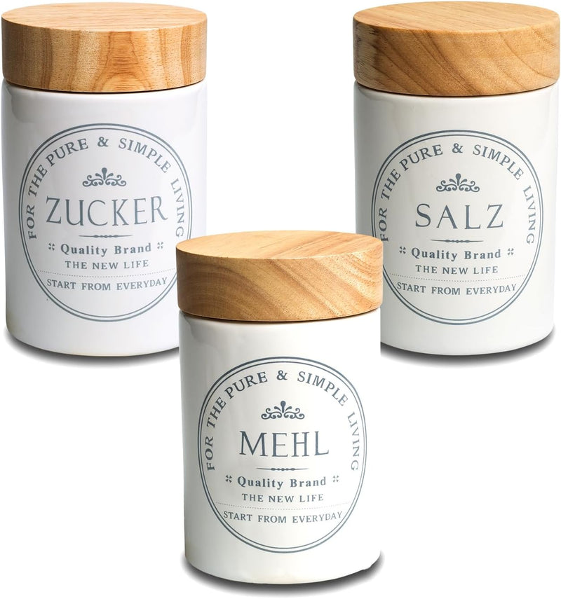 mehl zucker salz aufbewahrung set vorratsdosen khg behälter Kapazität je 1 Liter Küchen Aufbewahrung