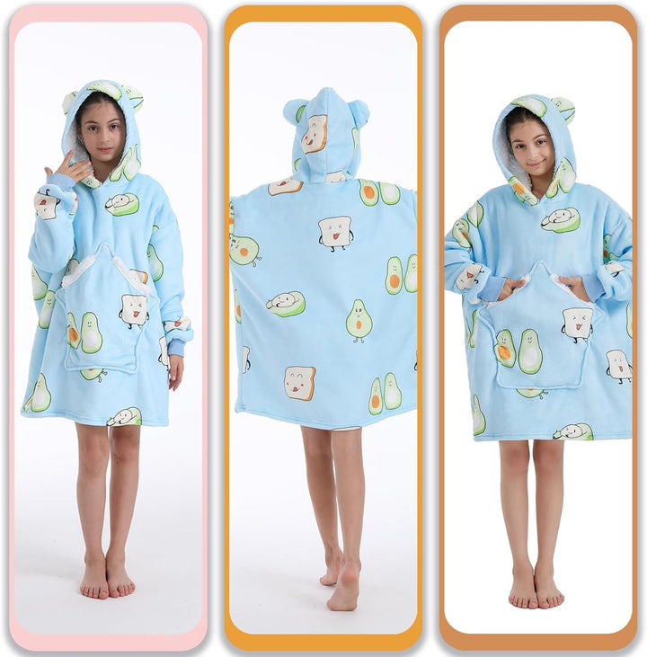 Übergrosse Hoodie Decke Kinder,Deckenpullover Hoodie Kinder mit grosser Tasche,Super Weiches Warm De