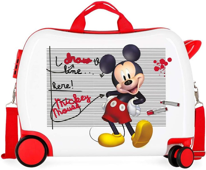 Disney Minnie Mickey Draw The line Kinder-Koffer Rot 50x39x20 cms Hartschalen ABS Kombinationsschlos