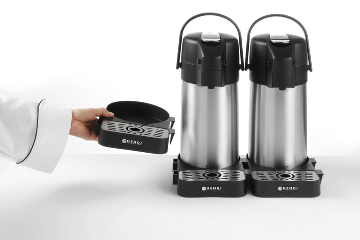 HENDI Pumpkanne, Isolierkanne, mit Pumpsystem, 360° drehbarer Boden, Doppelwandige, Kaffekanne, Term