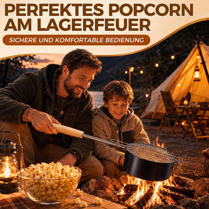 Popcorn Maker Lagerfeuer 17 cm Ø Antihaft Outdoor-Popcornpfanne mit hitzebeständigem Sicherheitsgrif
