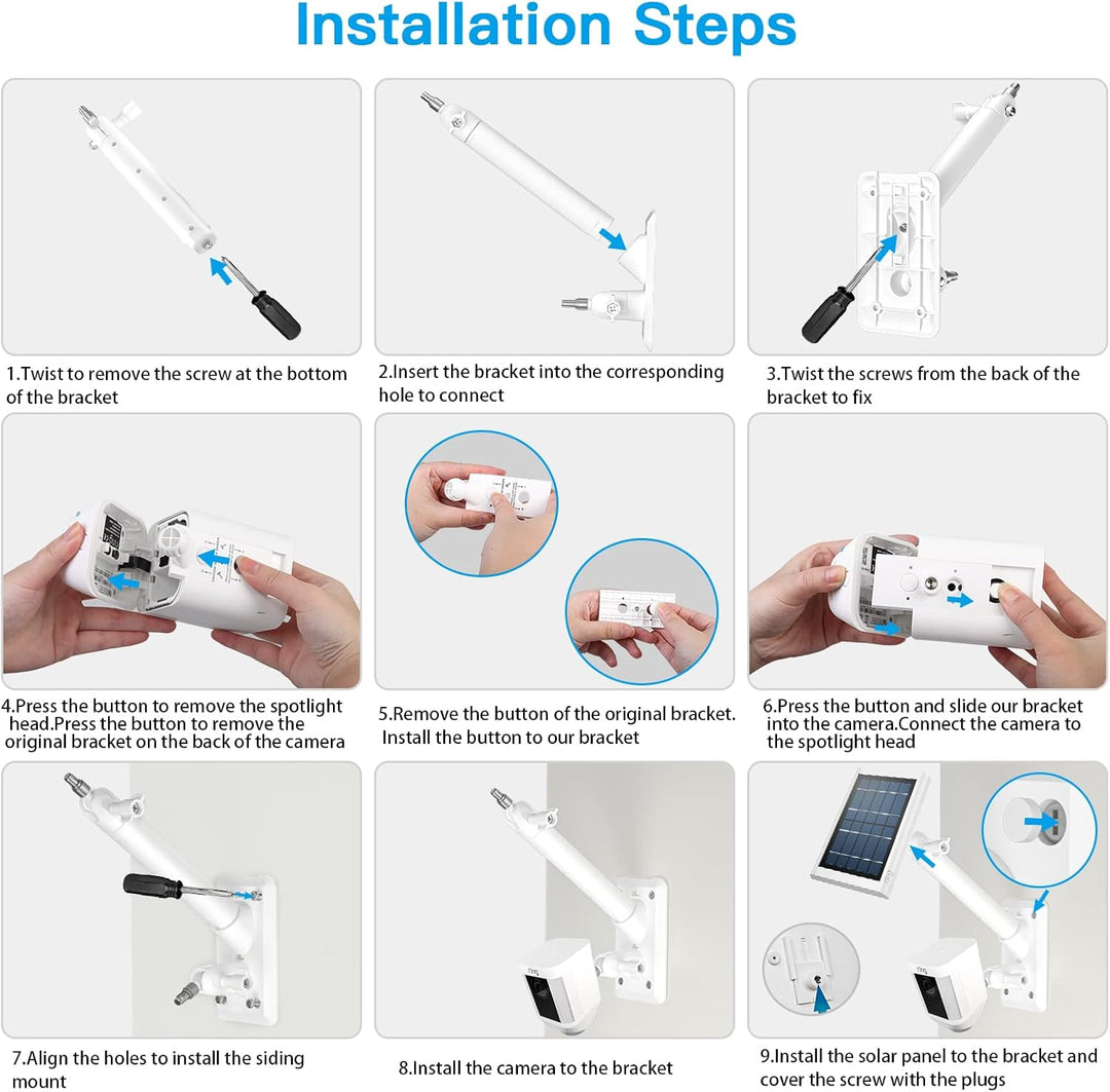 HOLACA 2 in 1 Halterung für Ring Solarpanel, Spotlight Cam/Pro und Stick Up Cam Battery Zubehör zur
