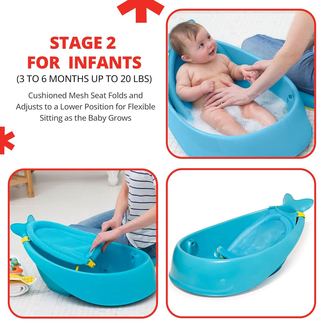 Skip Hop Moby Babybadewanne 3-in-1 mit Smart Sling – Neugeborenen- & Kleinkind-Badewanne 0–11kg – An