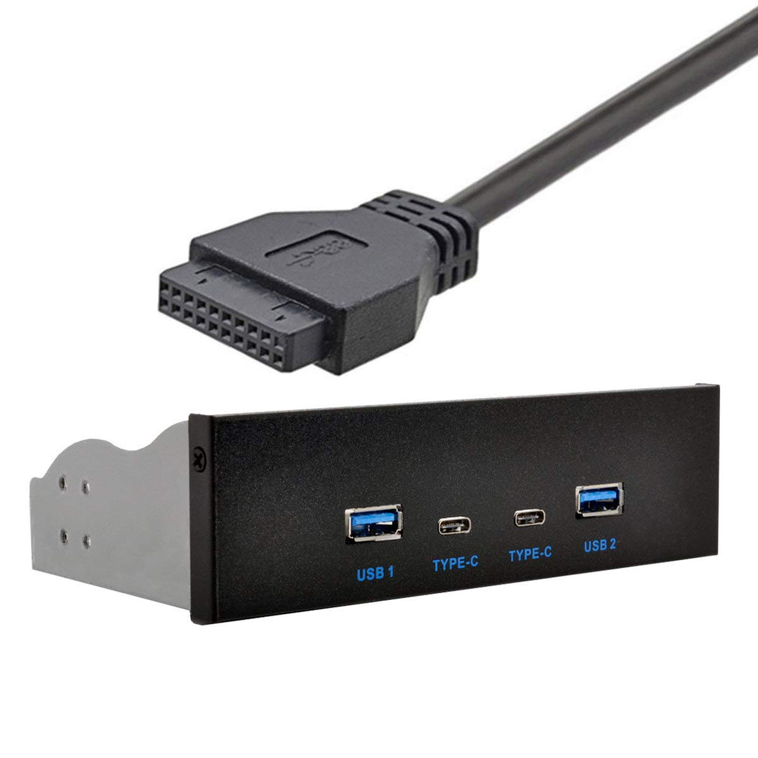 Xiwai USB-C & USB 3.0 HUB 4 Ports Frontpanel zu Motherboard 20pin Anschlusskabel für 5,25 Zoll CD-RO