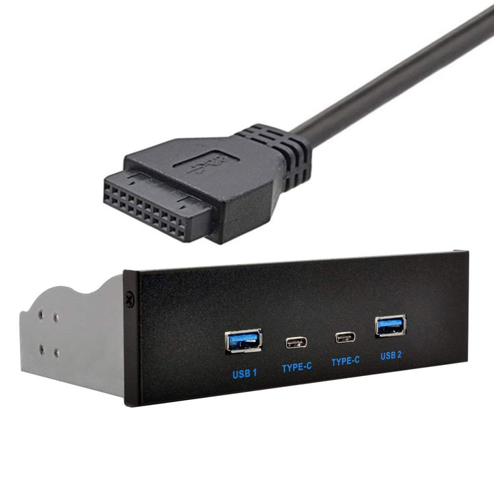 Xiwai USB-C & USB 3.0 HUB 4 Ports Frontpanel zu Motherboard 20pin Anschlusskabel für 5,25 Zoll CD-RO