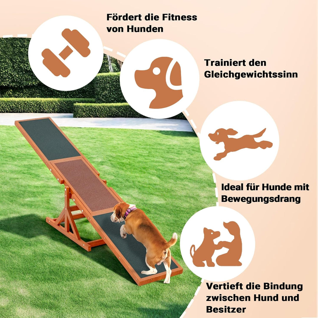 Wiltec Hundewippe 180x30x30cm für kleine & grosse Hunde zum Hundesport z.B. Agility Training, aus Ho