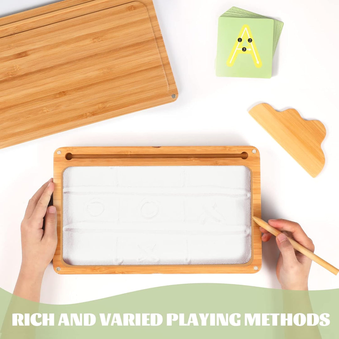 AtMini Montessori sandtablet Frühes Training buchstaben und Zeichens pielzeug Holz Montessori Sandti