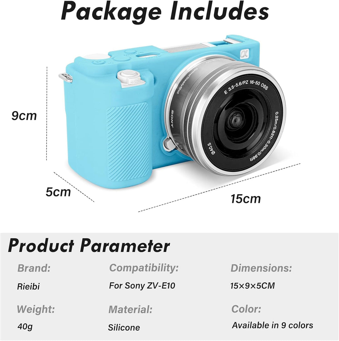 Rieibi ZVE10 Hülle, Weiche Silikon-Schutzhülle für Sony ZV-E10 ZVE10 Kamera, blau, Kameratasche, bla