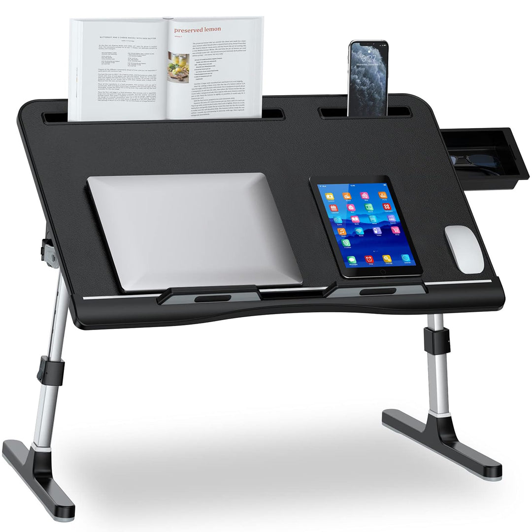 Laptop-Bett-Schreibtisch – 2 Stopper, PVC-Leder, Betttisch mit 5 Höhen und 4 Winkeln, faltbarer gros