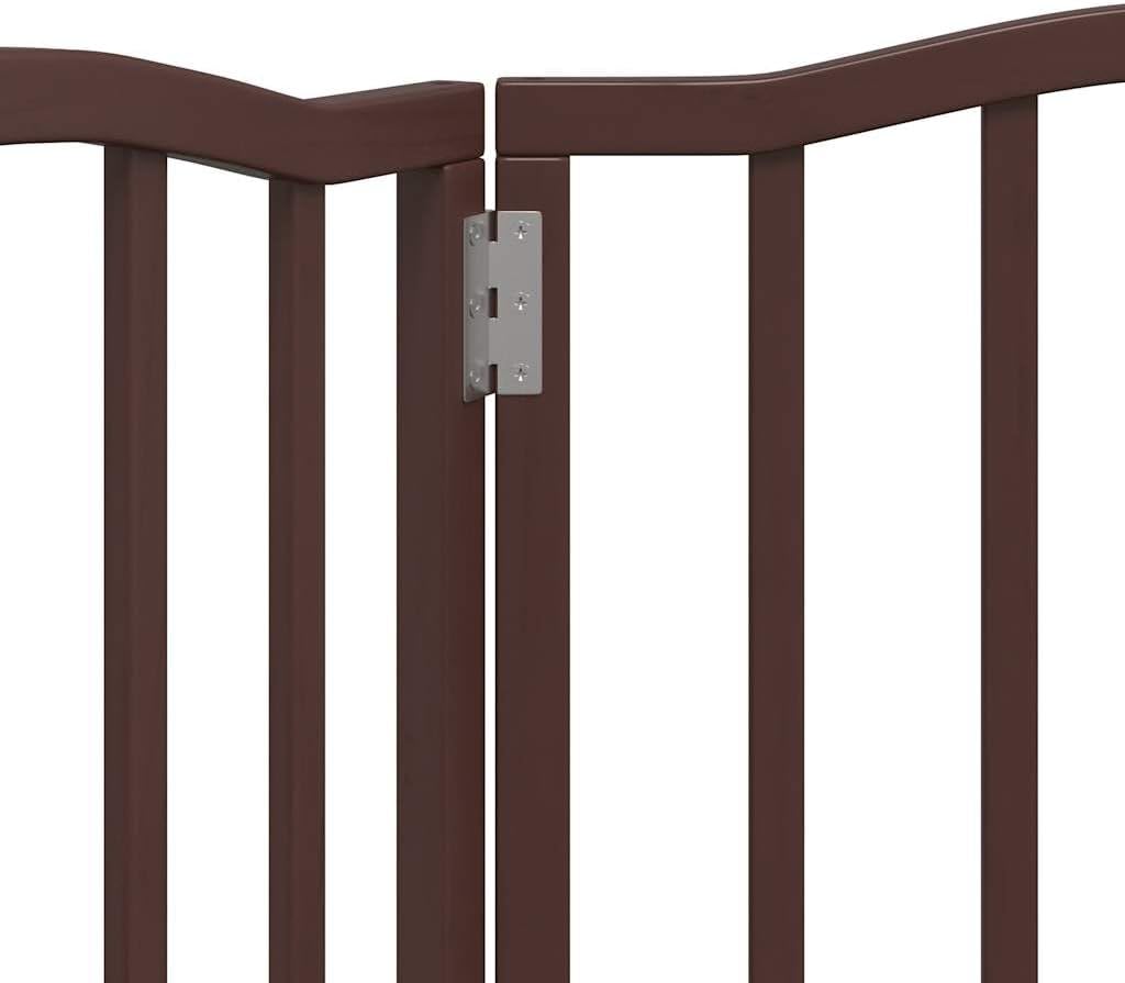 3-TLG. Hundetor faltbar Braun Eiche-Optik aus Pappelholz 150 cm freistehend für kleine und mittelgro