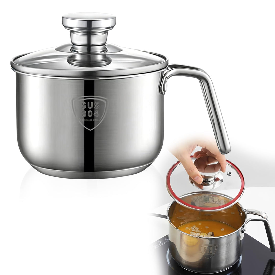 Induktions Milchtopf Edelstahl: 2.4L Mini Milchtopf 18cm, Baby Nahrung Zubereitung für Milch &amp; Brei
