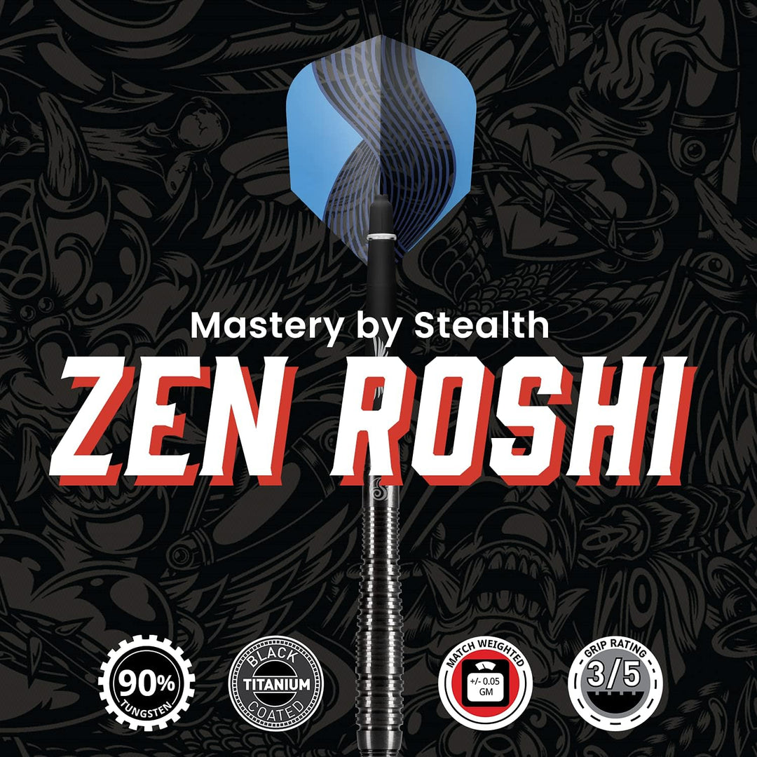 Shot! Darts Zen Roshi 90% Tungsten Pro Throwing Darts Steel Tip Set, Professional – Made in New Zeal