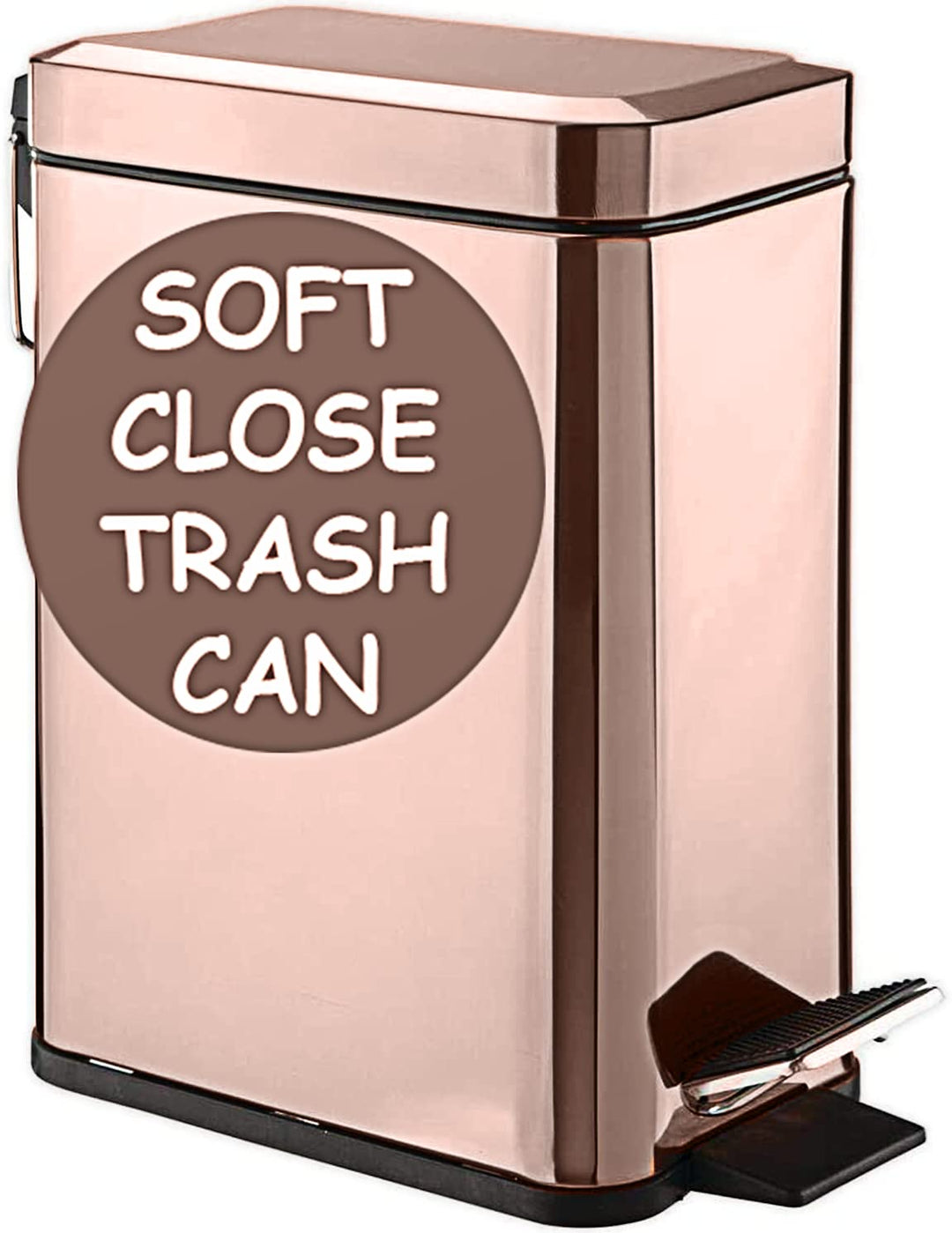 Homie Soft Close, rechteckiger Abfalleimer 5L mit Anti-Bag Slip Liner und Deckel, Verwendung als Min