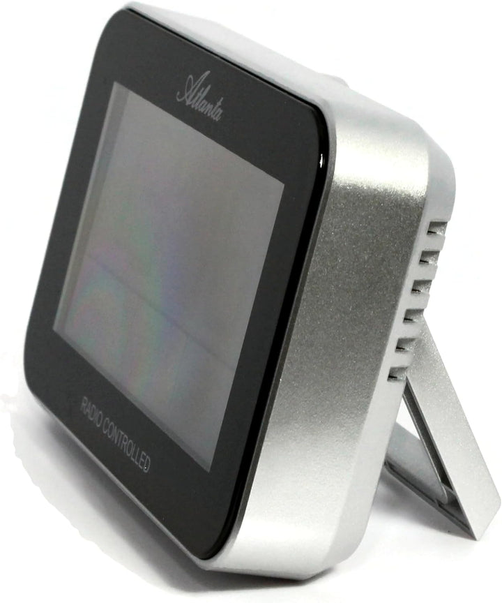 Atlanta Funkwecker Digital LCD Anzeige Alarm Snooze Licht Datum Temperatur - 1802/19 Silber