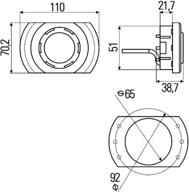 HELLA - Innenraumleuchte - SpotLED VESTA5 - LED - 12/24V - 2.5W - LED - Einbau/Federbefestigung/gesc