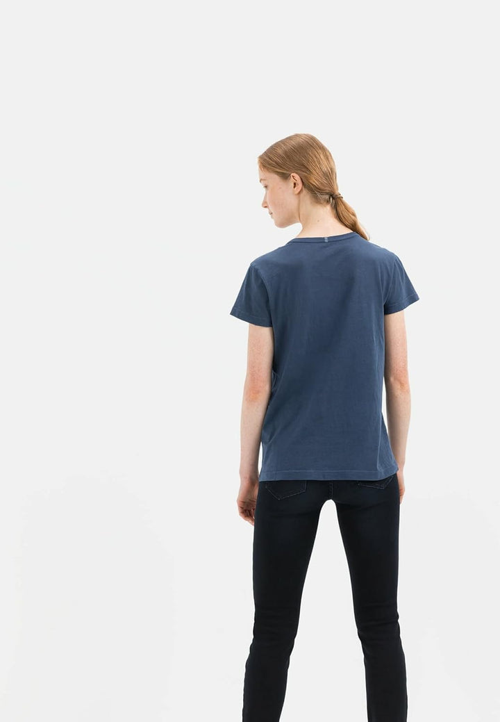 camel active Damen Kurzarm T-Shirt aus Organic Cotton XL Dunkelblau, XL Dunkelblau