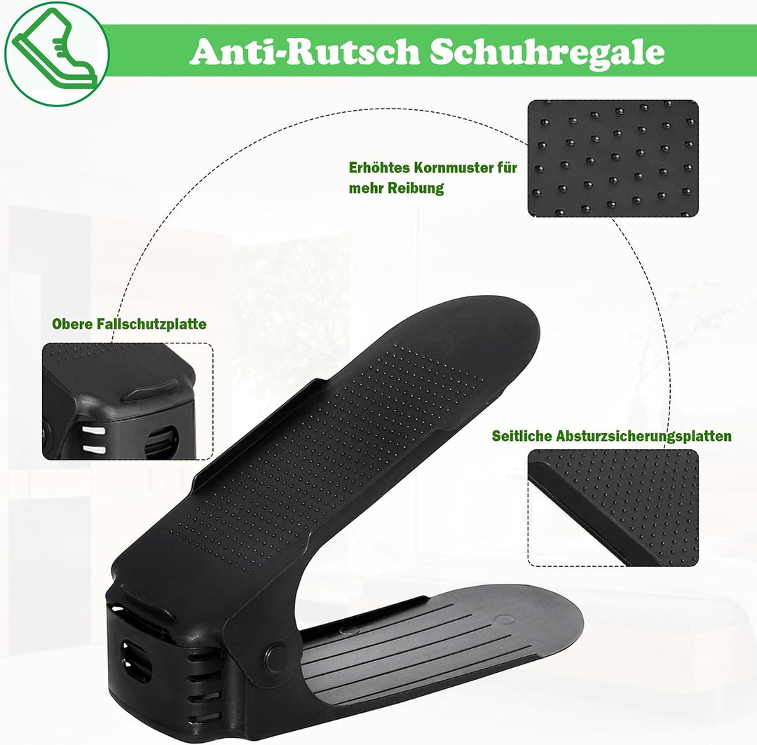 SUBTLETY Einstellbare Schuhstapler 30 Stück PP Schuhregale Höhenverstellbar Schuhorganizer Rutschfes