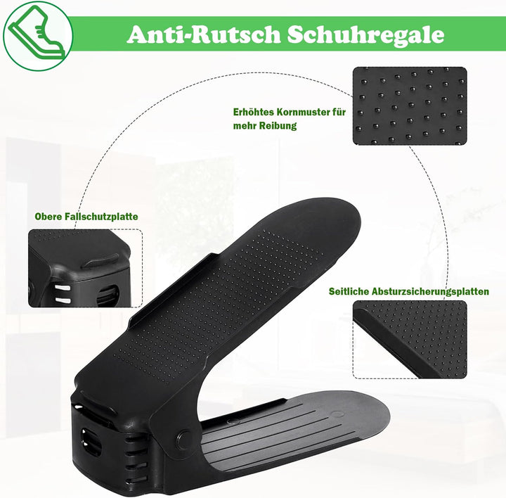 SUBTLETY Einstellbare Schuhstapler 20 Stück PP Schuhregale Höhenverstellbar Schuhorganizer rutschfes