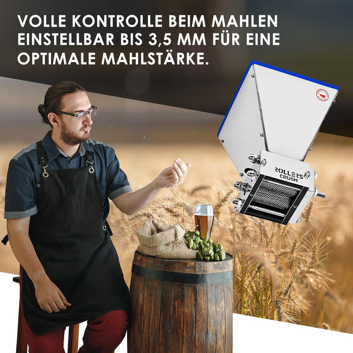 Walzenmühle für Malz - Getreidemühle, Malzmühle, Schrotmühle, Malt Mill, Haferquetsche - Bierbrauen