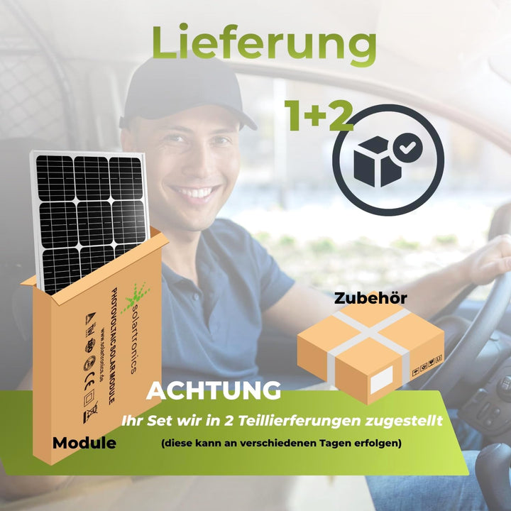 SET 1x 100W Poly Solar Modul 20A Laderegler gelb Montagewinkel Kabel Komplettset Solarmodul Photovol