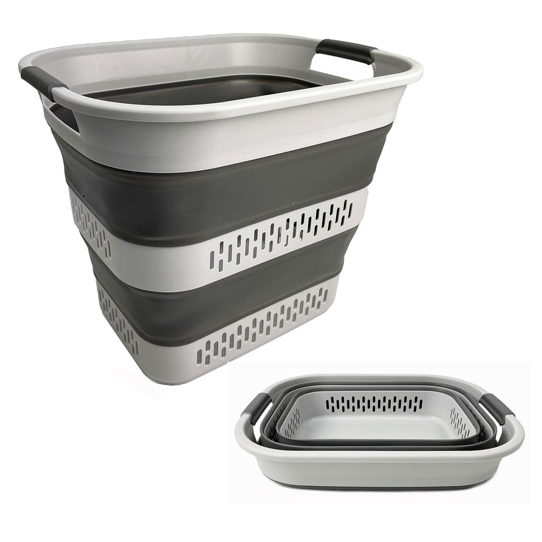 SAMMART Zusammenklappbarer Wäschekorb aus Kunststoff, 40 l, faltbarer Pop-Up-Aufbewahrungsbehälter/O