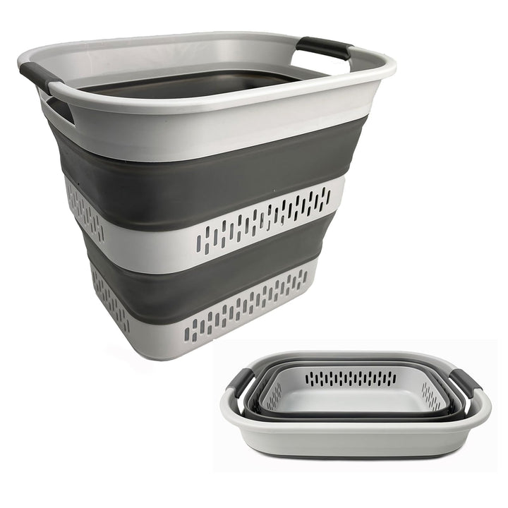 SAMMART Zusammenklappbarer Wäschekorb aus Kunststoff, 40 l, faltbarer Pop-Up-Aufbewahrungsbehälter/O