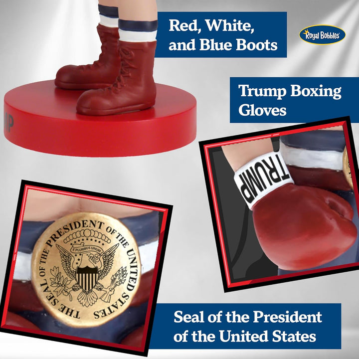 Royal Bobbles Donald Trump Boxer Wackelkopf, Premium Polyresin lebensechte Figur, einzigartige Serie