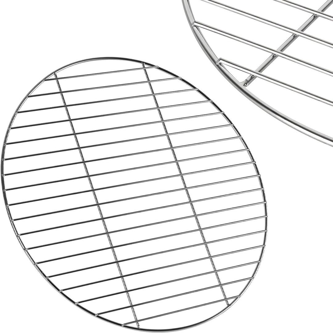 Grillrost Edelstahl 55 cm Rund – 304 Edelstahl BBQ Grillgitter, Stabil 6mm Draht, Flach, Silber, Ers