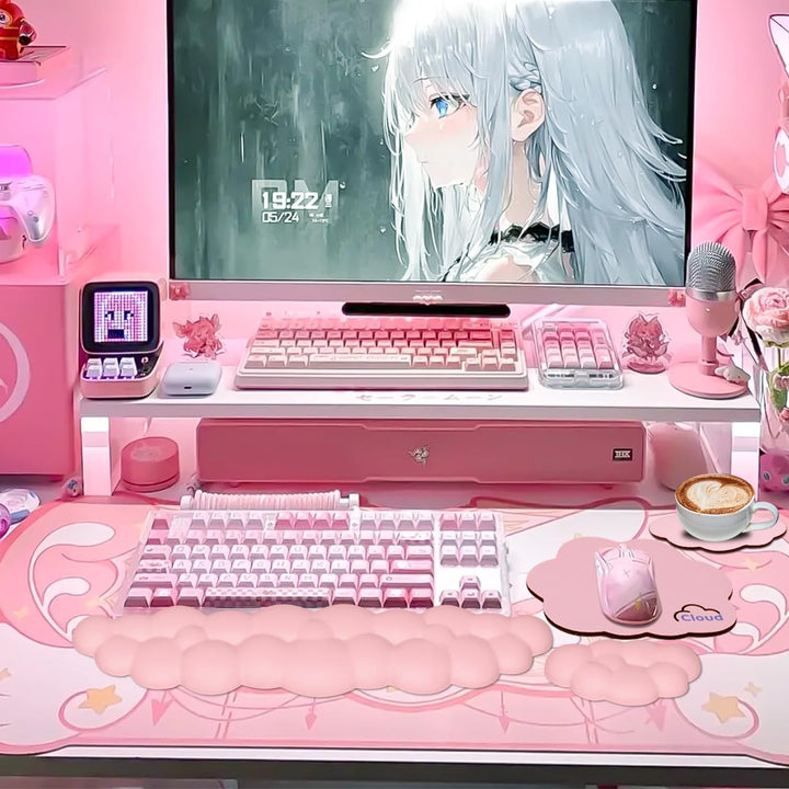JIKIOU Cloud Handgelenkauflage Tastatur aus Leder mit rutschfester PU-Basis, bequemer Memory-Schaum
