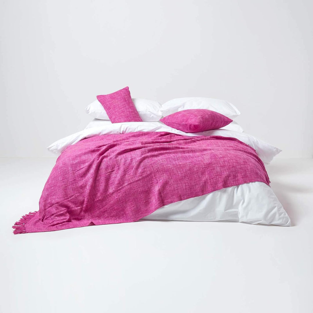 Homescapes extra grosse Tagesdecke Nirvana, pink, Wohndecke/Sofaüberwurf aus 100% Baumwolle, 225 x 3
