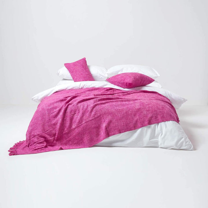Homescapes extra grosse Tagesdecke Nirvana, pink, Wohndecke/Sofaüberwurf aus 100% Baumwolle, 225 x 3