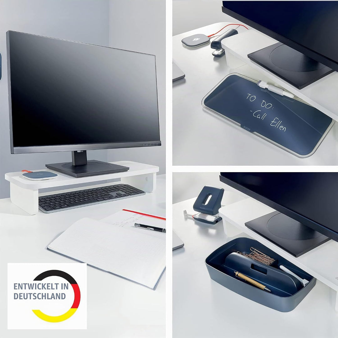 Leitz Monitorständer für Desktop &amp; Laptop, Ergonomischer Aufsatz, für 24 Zoll Monitore bis 20 kg, Mi