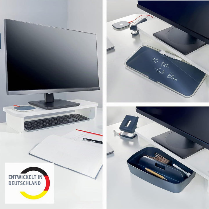 Leitz Monitorständer für Desktop &amp; Laptop, Ergonomischer Aufsatz, für 24 Zoll Monitore bis 20 kg, Mi
