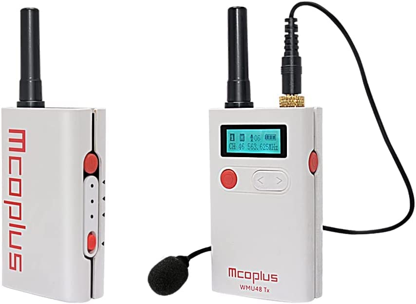 mcoplus UHF-WMU48 (GA) Lavalier Mikrofon Wireless, 48-Channel UHF Kabellos Ansteckmikrofon System, L