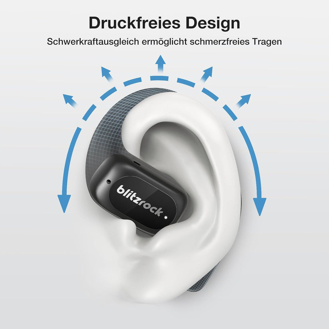 BlitzRock Open Ear Kopfhörer Kabellose Sport Bluetooth 5.4, Weichen und Bequemen, Reicher und Ausgew
