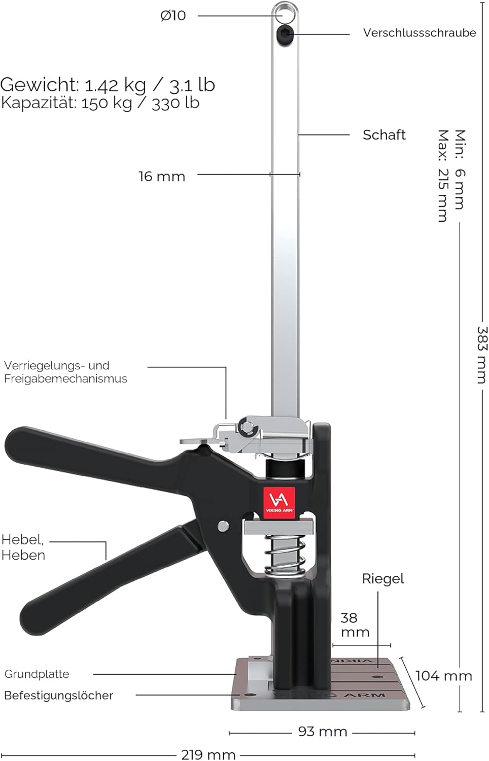 VIKING ARM Einhandmontagewerkzeug | zum durchführen von schweren Arbeiten mit nur einer Personen | M